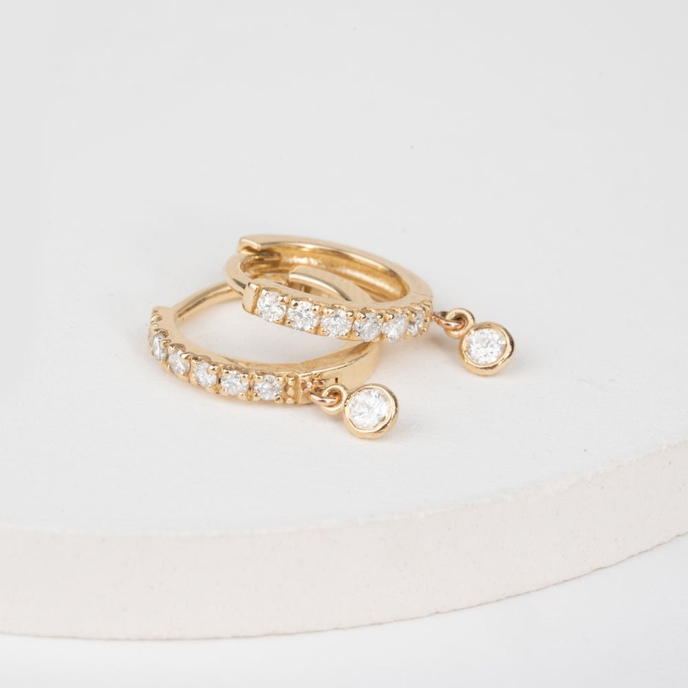 Natural Diamond Drop Hoop Earrings