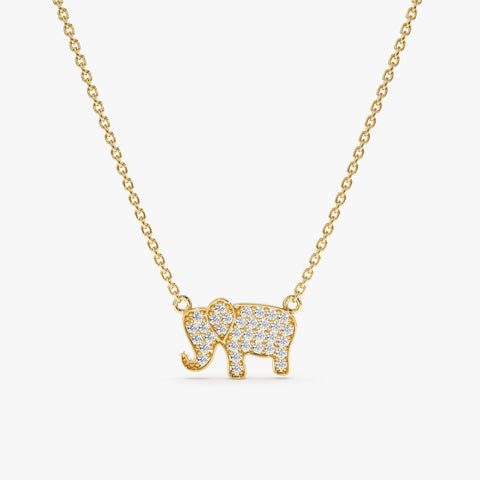 Natural Diamond Elephant Necklace