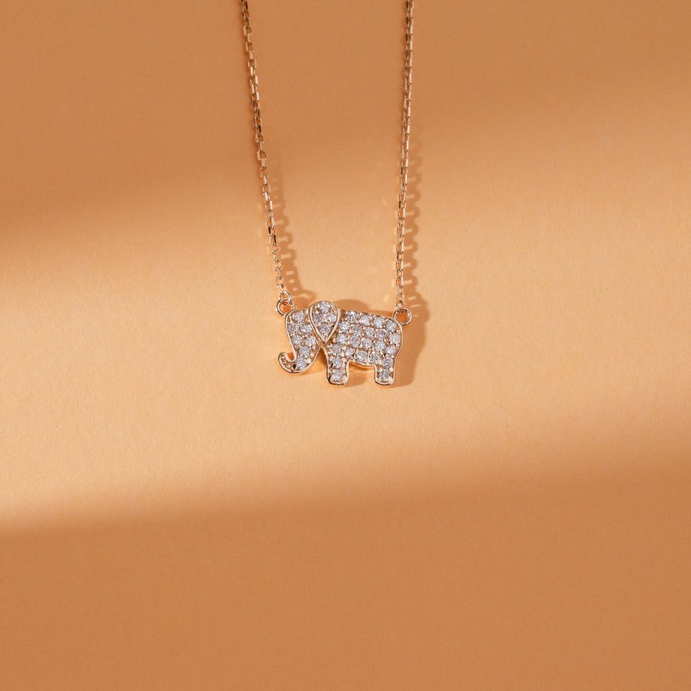 Natural Diamond Elephant Necklace