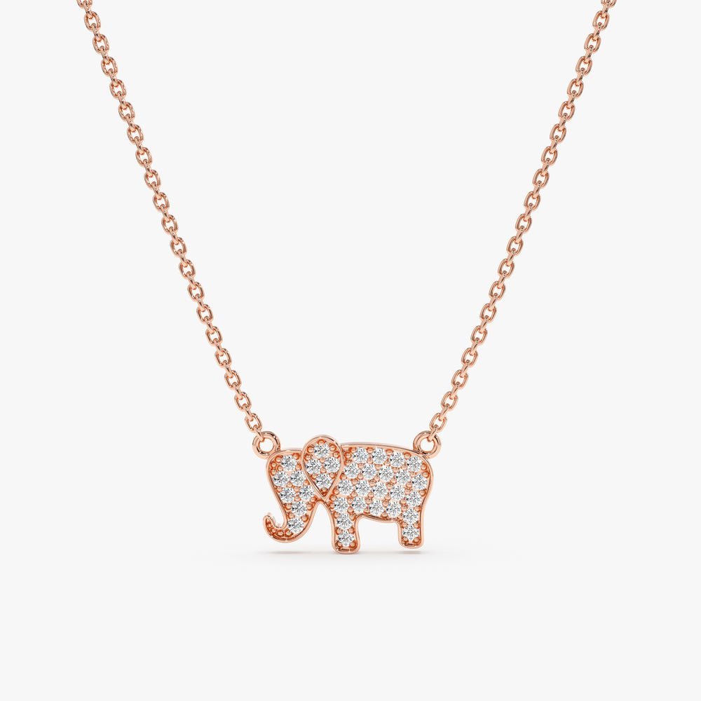 Natural Diamond Elephant Necklace