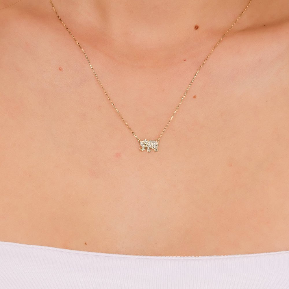 Natural Diamond Elephant Necklace