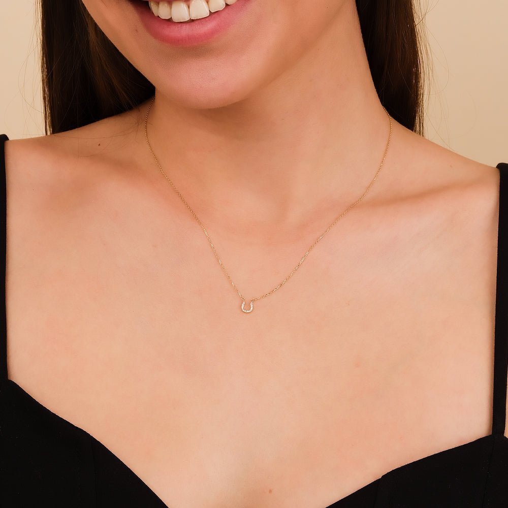 Natural Diamond Horseshoe Necklace