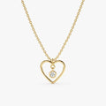 Natural Diamond In Heart Outline Necklace