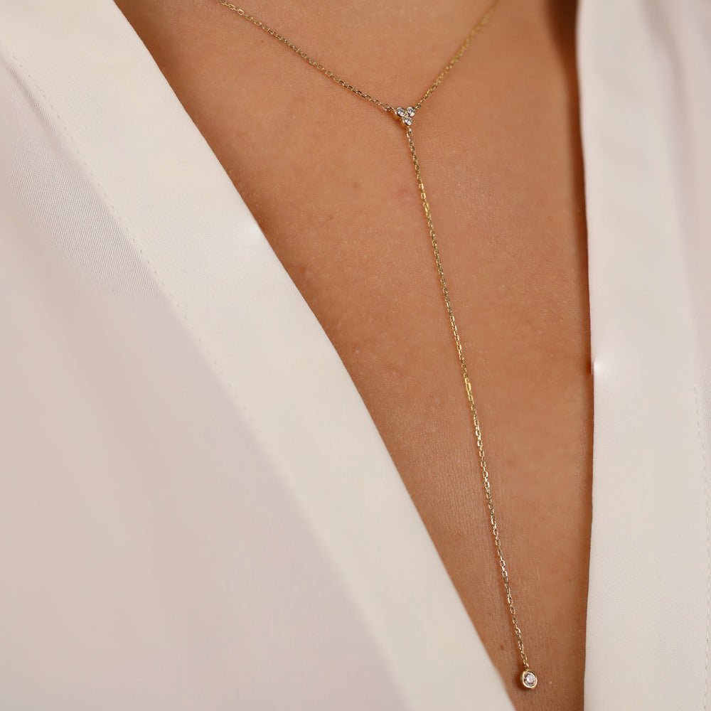 Natural Diamond Lariat Bar Necklace