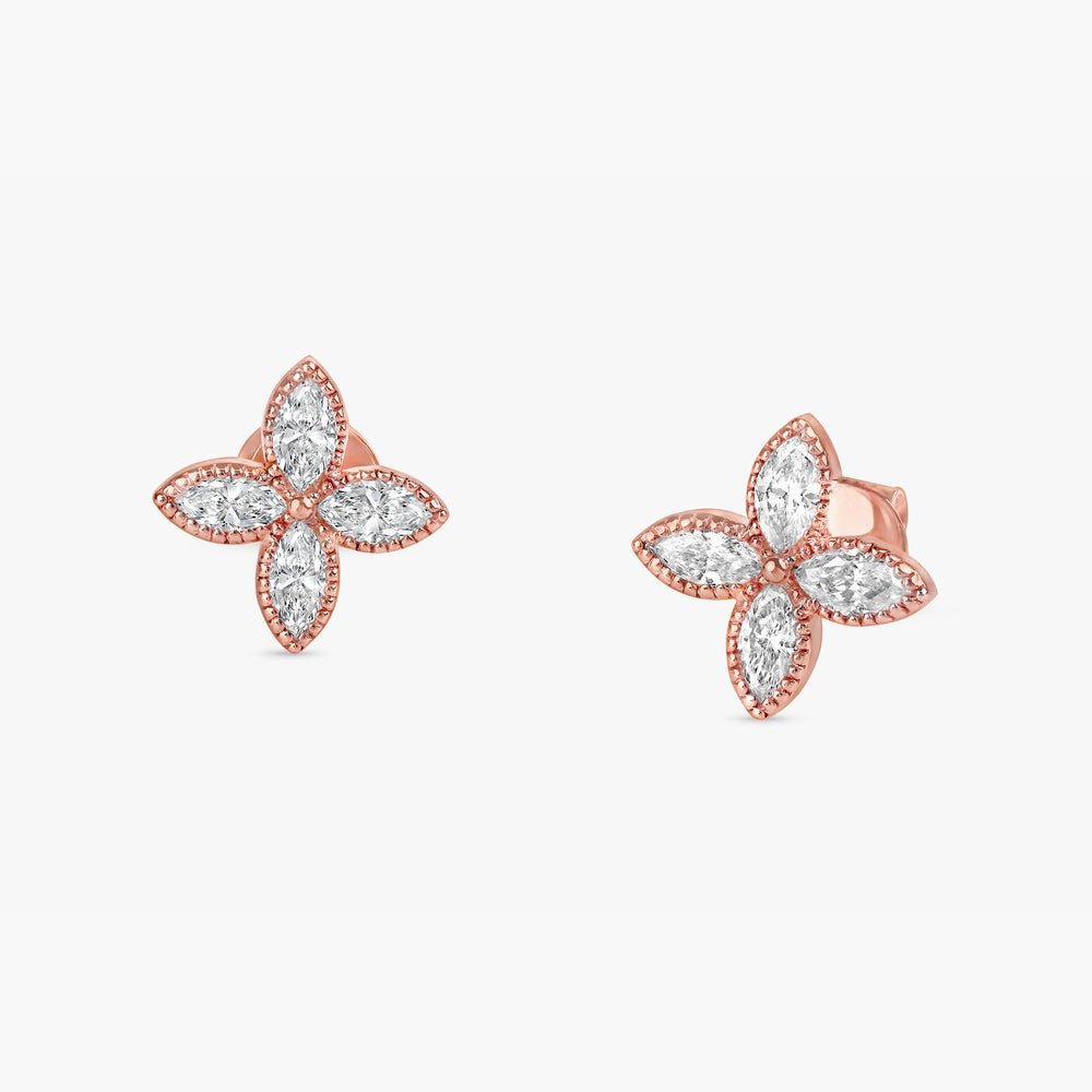 Natural Diamond Marquise Clover Earrings
