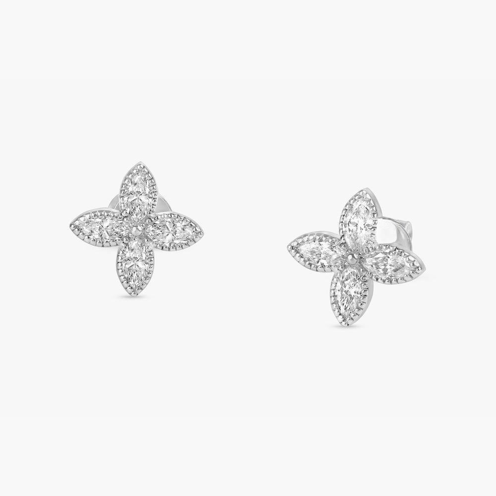Natural Diamond Marquise Clover Earrings