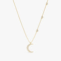 Natural Diamond Moon and Side Stars Necklace