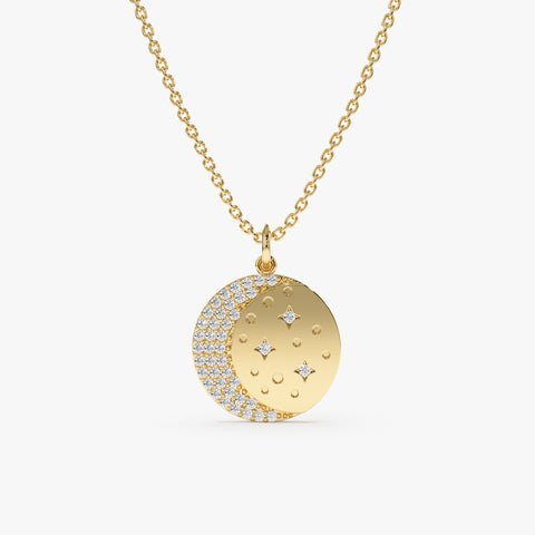 Natural Diamond Moon &amp; Stars Medallion