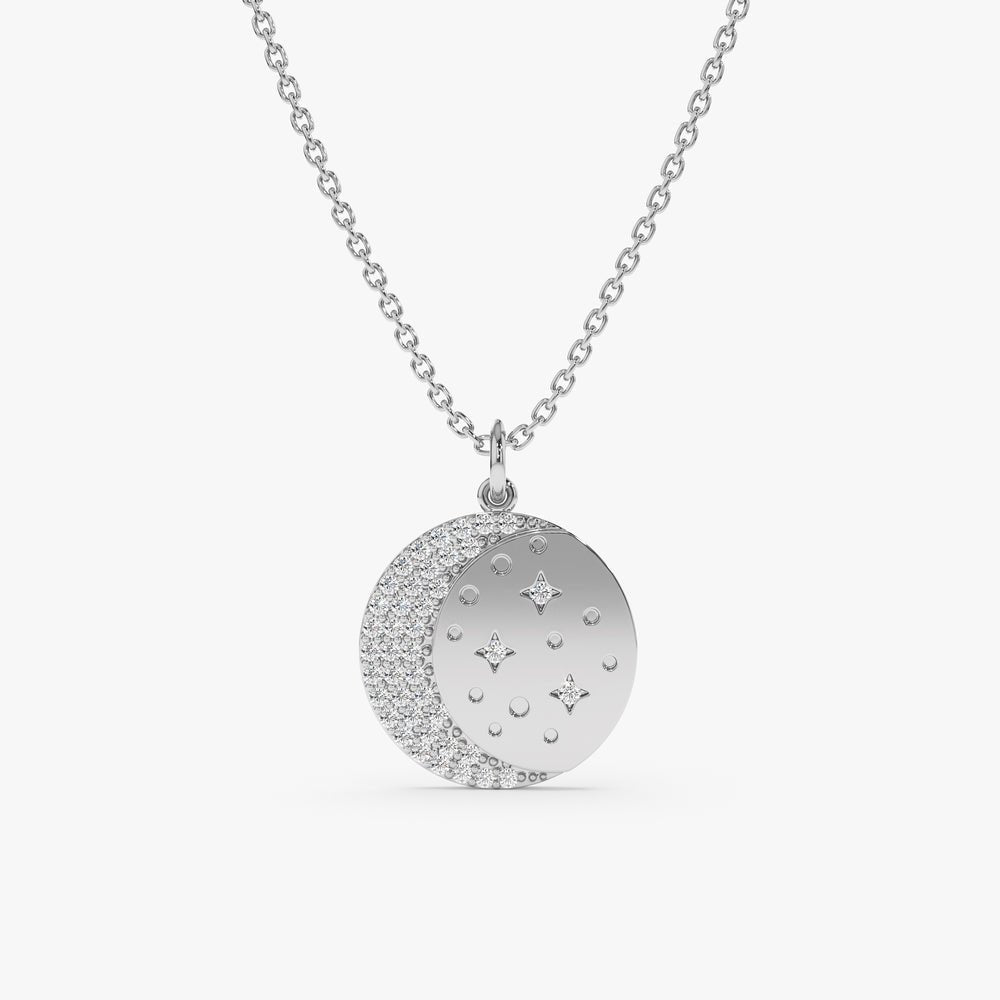 Natural Diamond Moon &amp; Stars Medallion