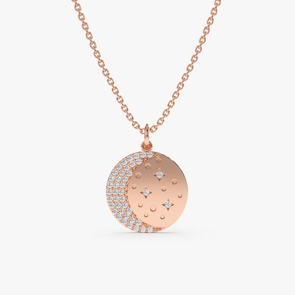 Natural Diamond Moon &amp; Stars Medallion