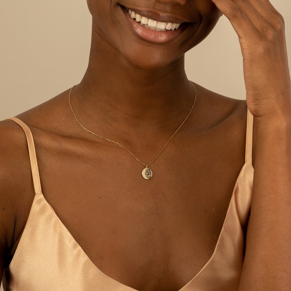 Natural Diamond Moon &amp; Stars Medallion
