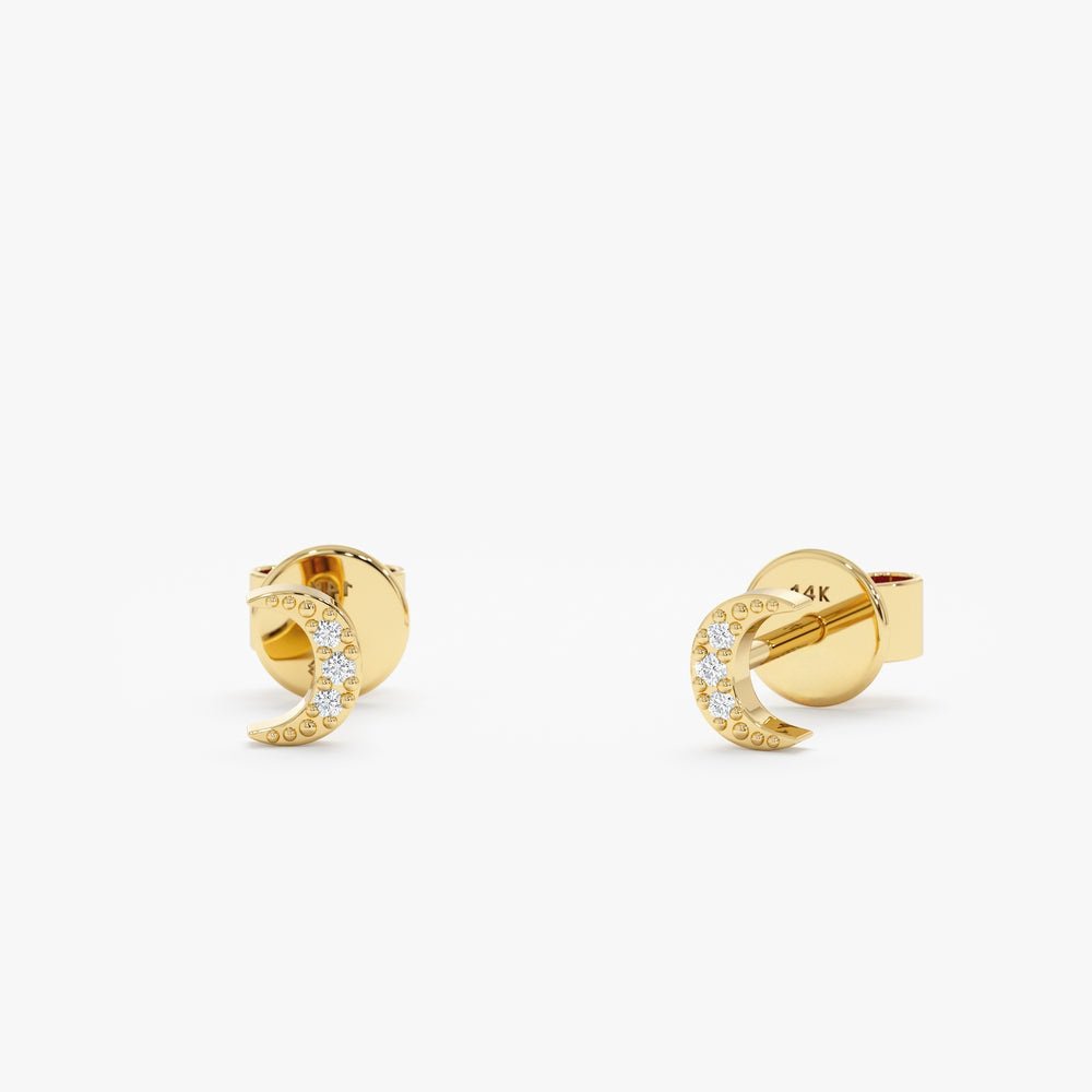 Natural Diamond Moon Studs