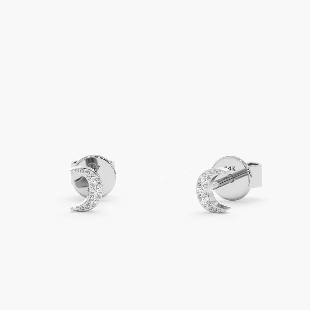 Natural Diamond Moon Studs