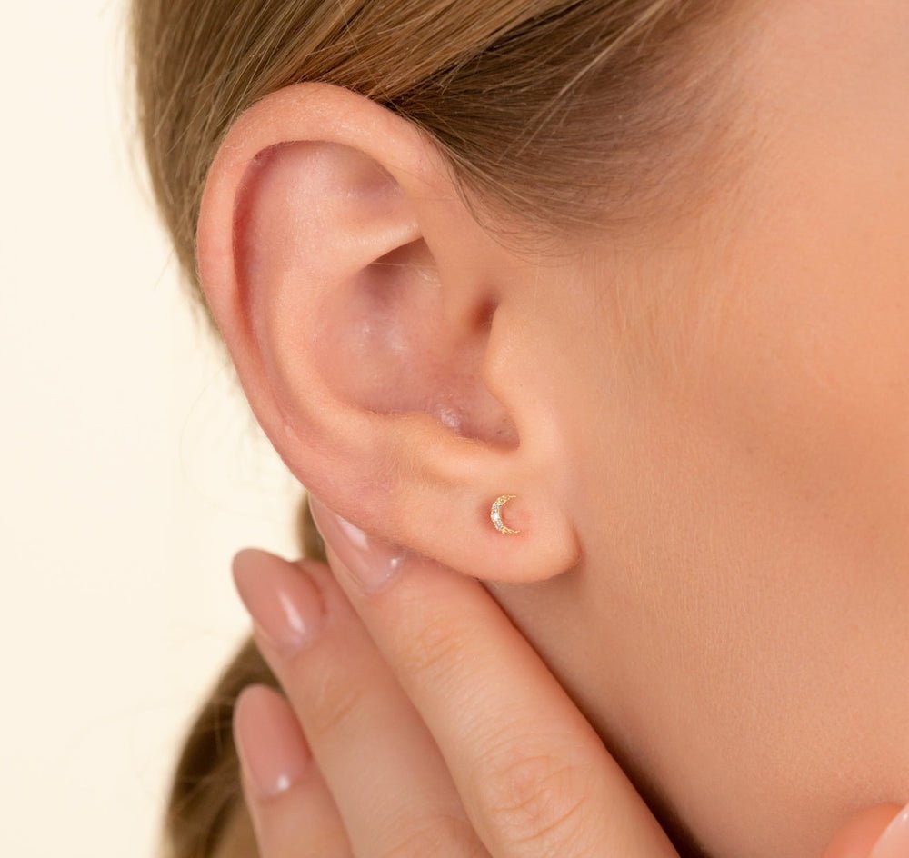 Natural Diamond Moon Studs