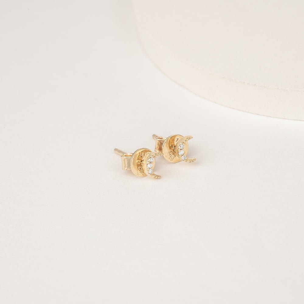 Natural Diamond Moon Studs