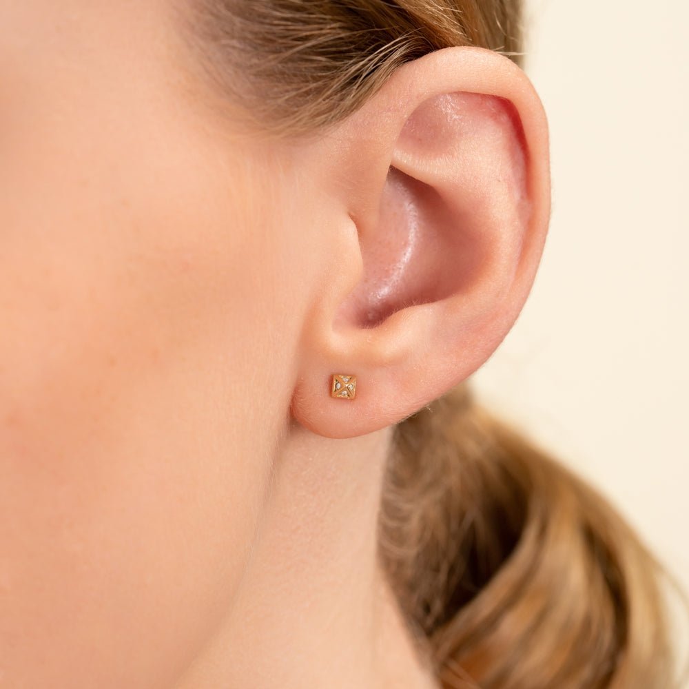 Natural Diamond Pyramid Studs