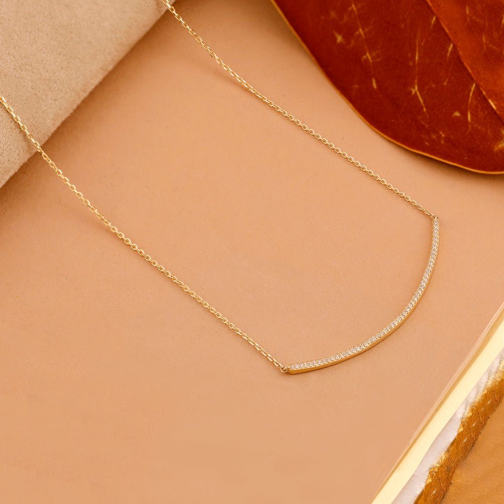 Natural Diamond Sleek Curved Bar Necklace