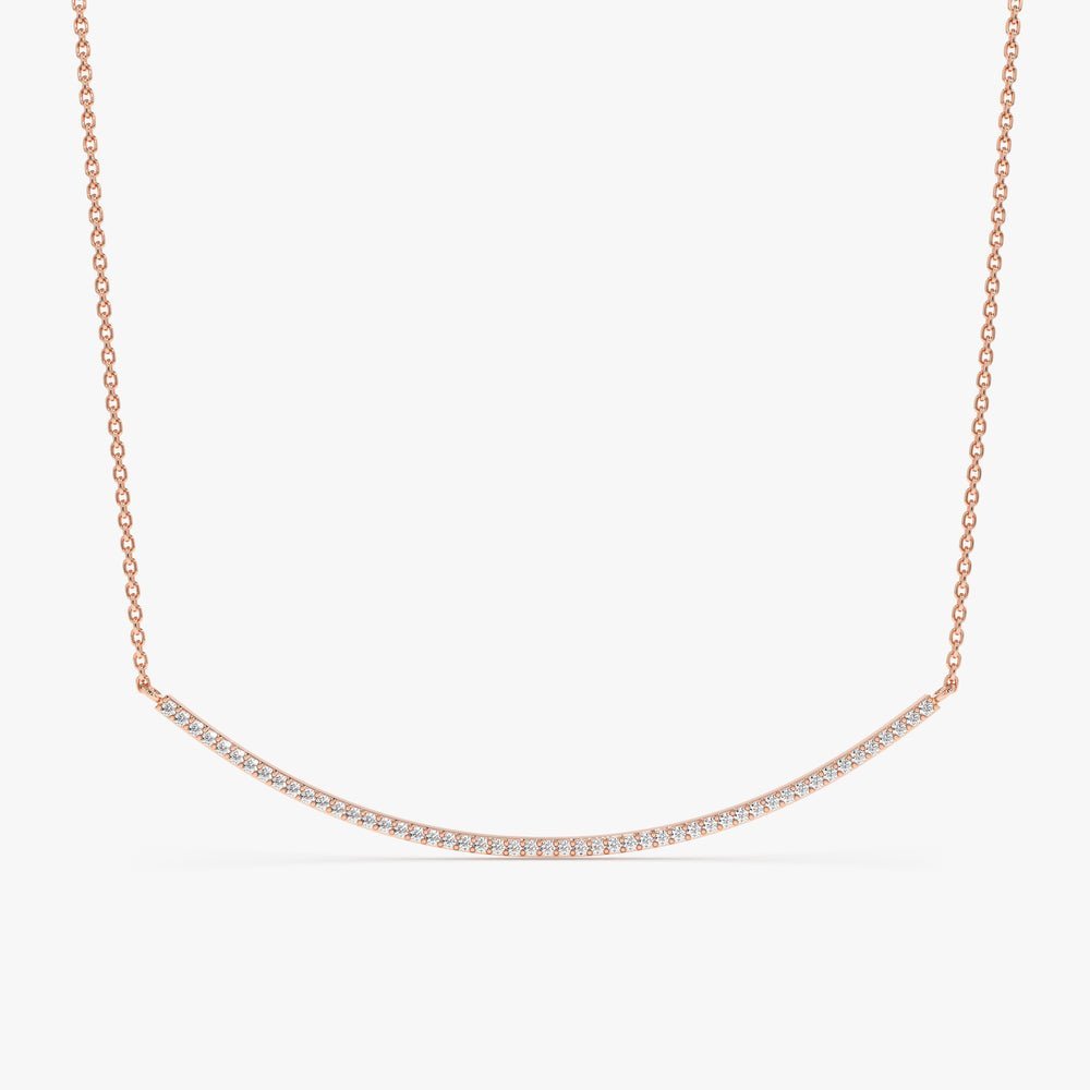 Natural Diamond Sleek Curved Bar Necklace