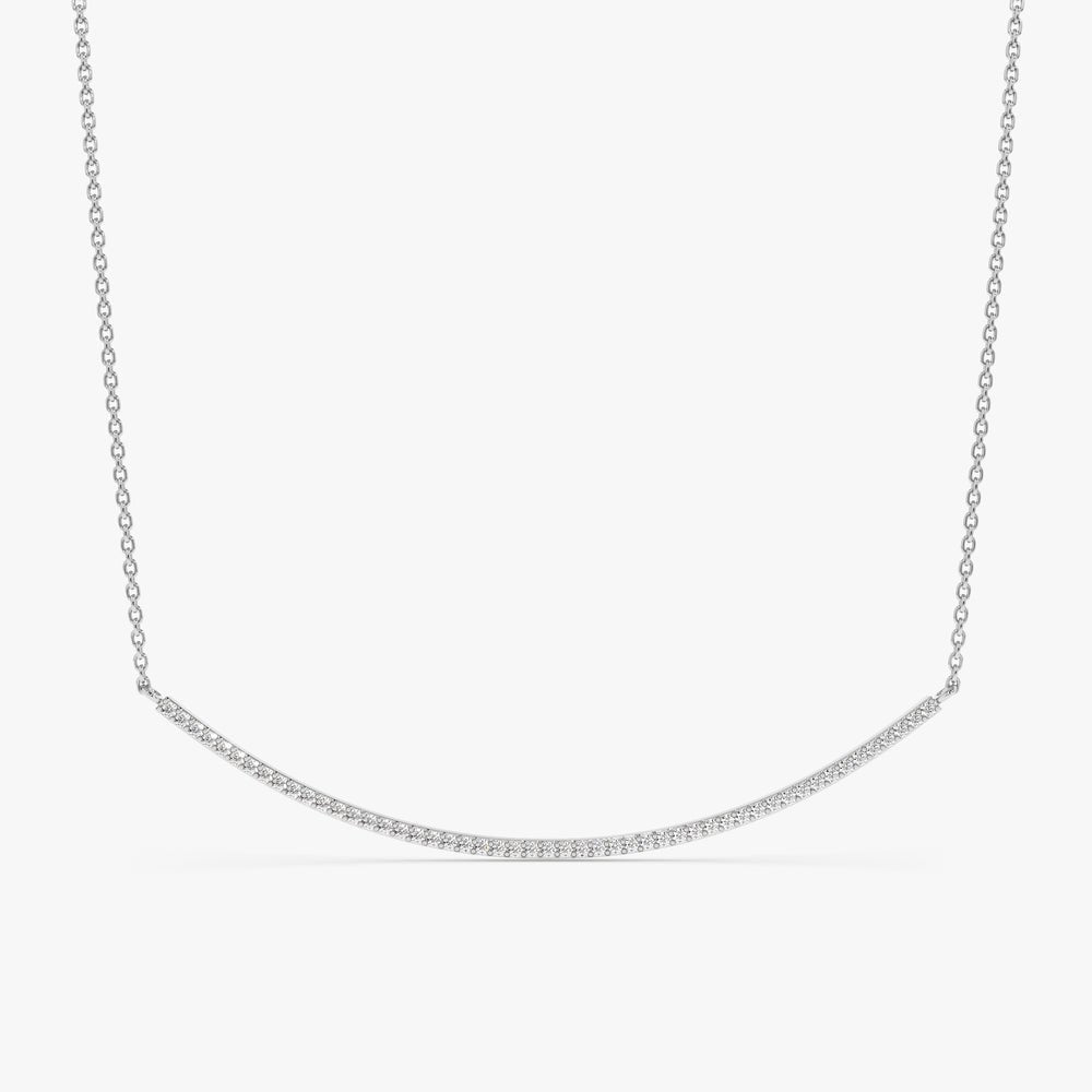 Natural Diamond Sleek Curved Bar Necklace