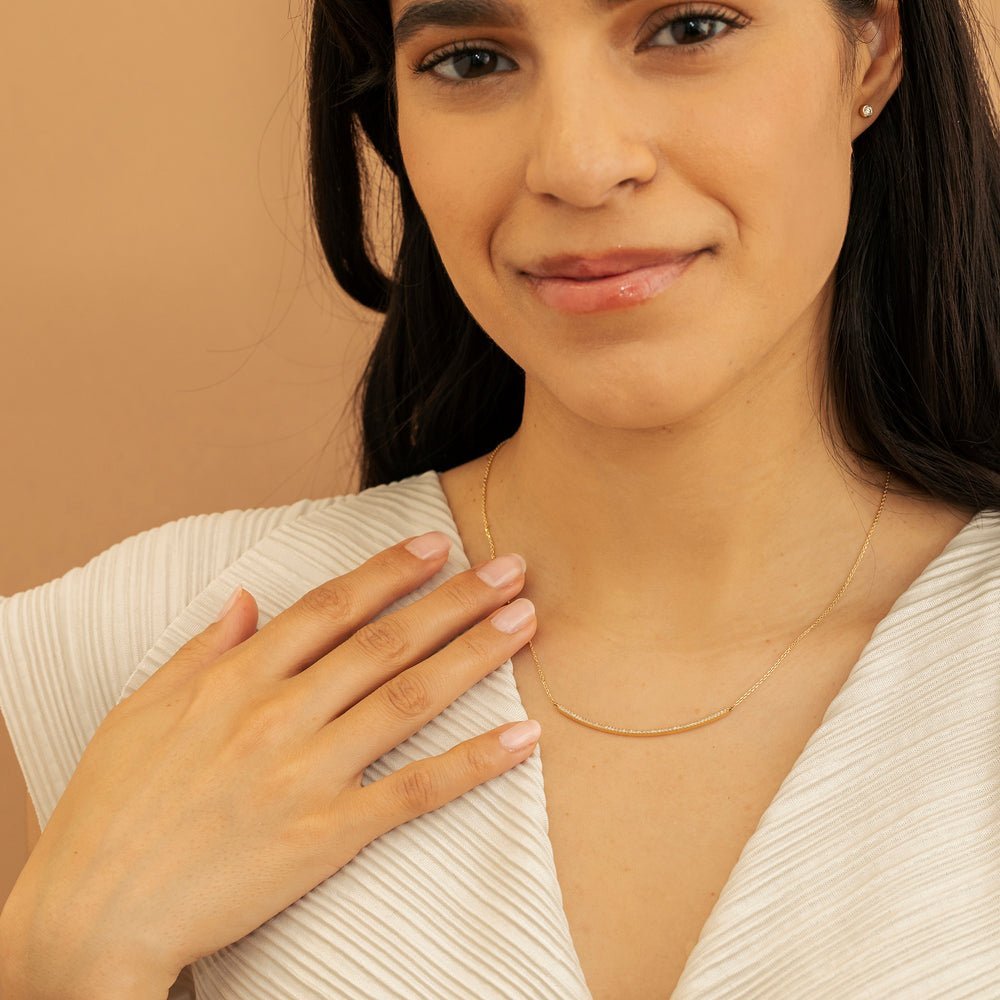 Natural Diamond Sleek Curved Bar Necklace