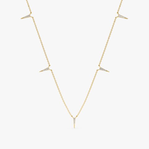 Natural Diamond Spike Station Necklace