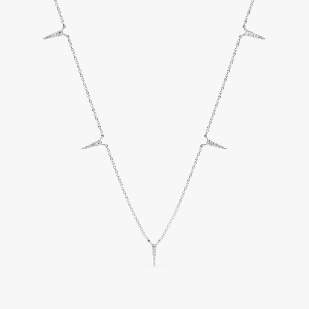 Natural Diamond Spike Station Necklace