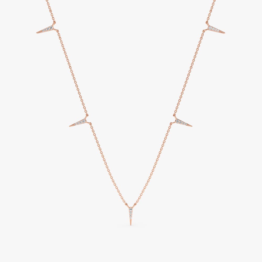 Natural Diamond Spike Station Necklace