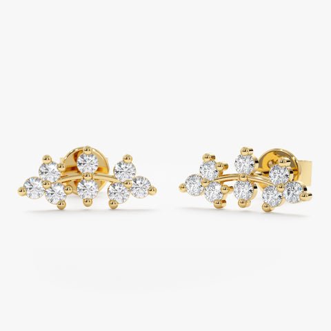 Natural Diamond Vine Ear Climbers Studs