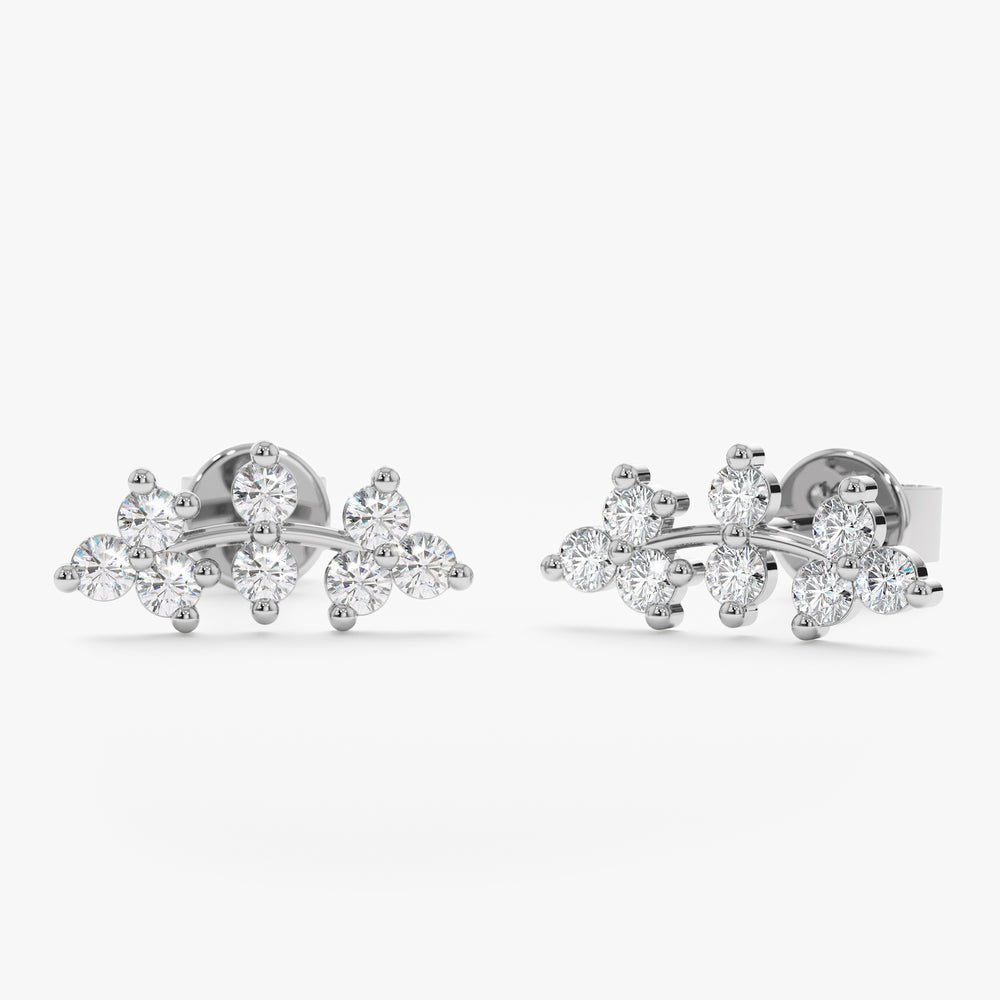 Natural Diamond Vine Ear Climbers Studs