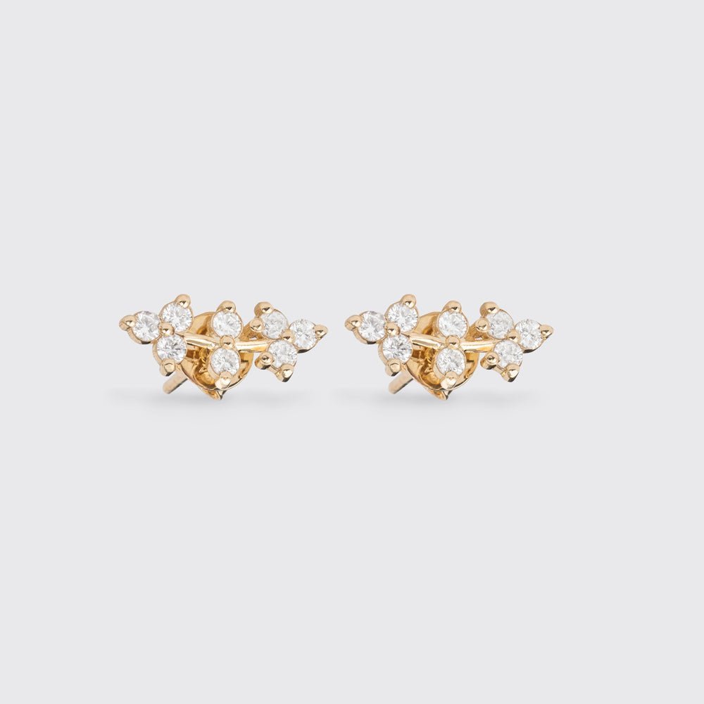 Natural Diamond Vine Ear Climbers Studs