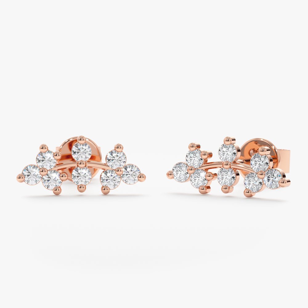 Natural Diamond Vine Ear Climbers Studs