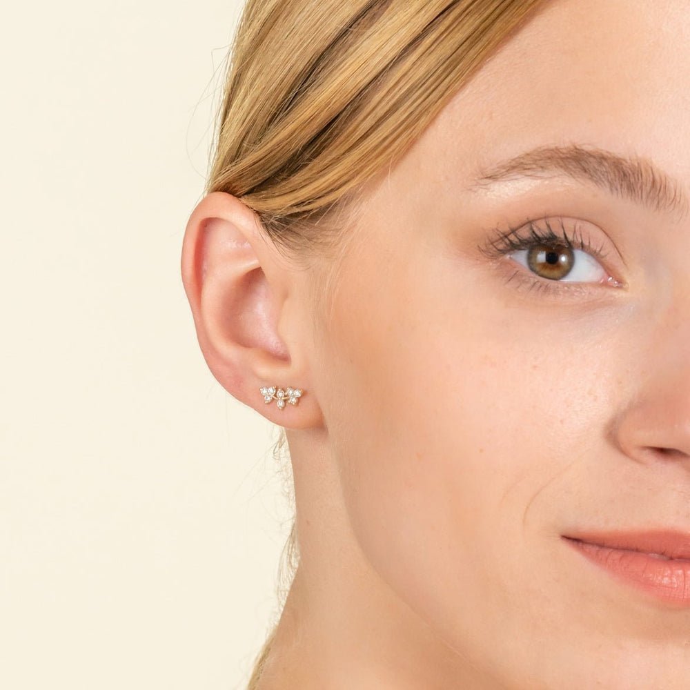 Natural Diamond Vine Ear Climbers Studs