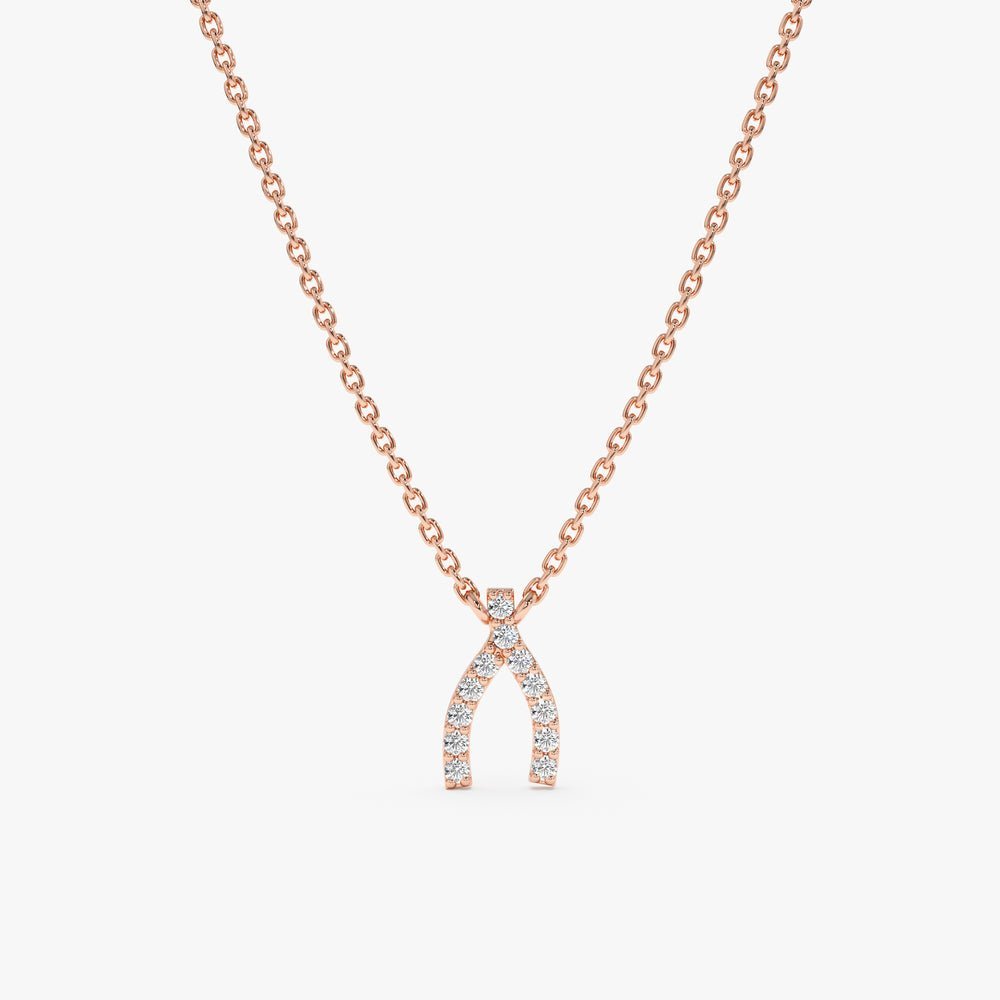 Natural Diamond Wishbone Necklace