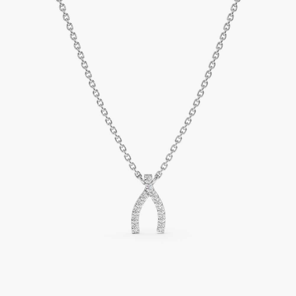Natural Diamond Wishbone Necklace