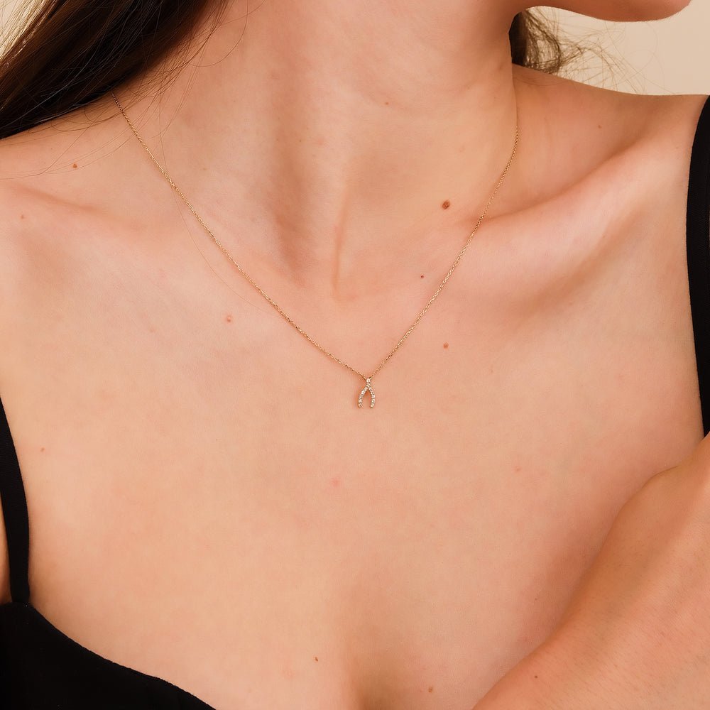 Natural Diamond Wishbone Necklace