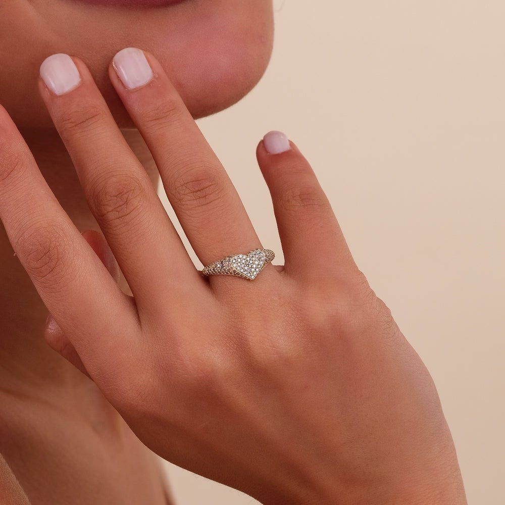 Natural Diamonds Heart Signet Ring