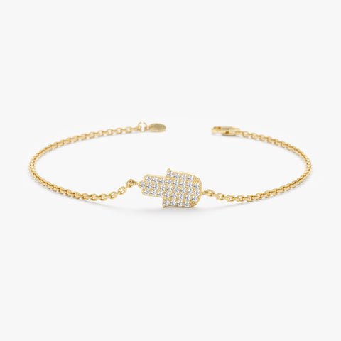 Pave Diamond Hamsa Hand Bracelet