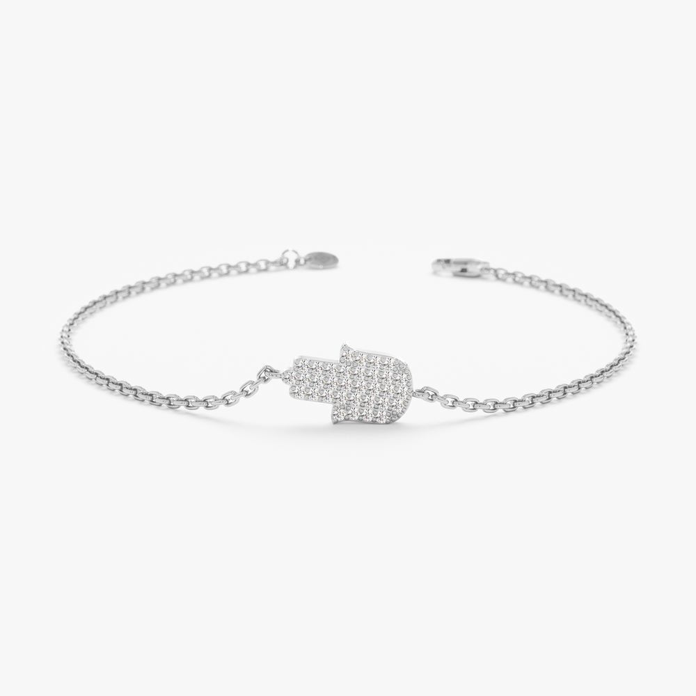 Pave Diamond Hamsa Hand Bracelet