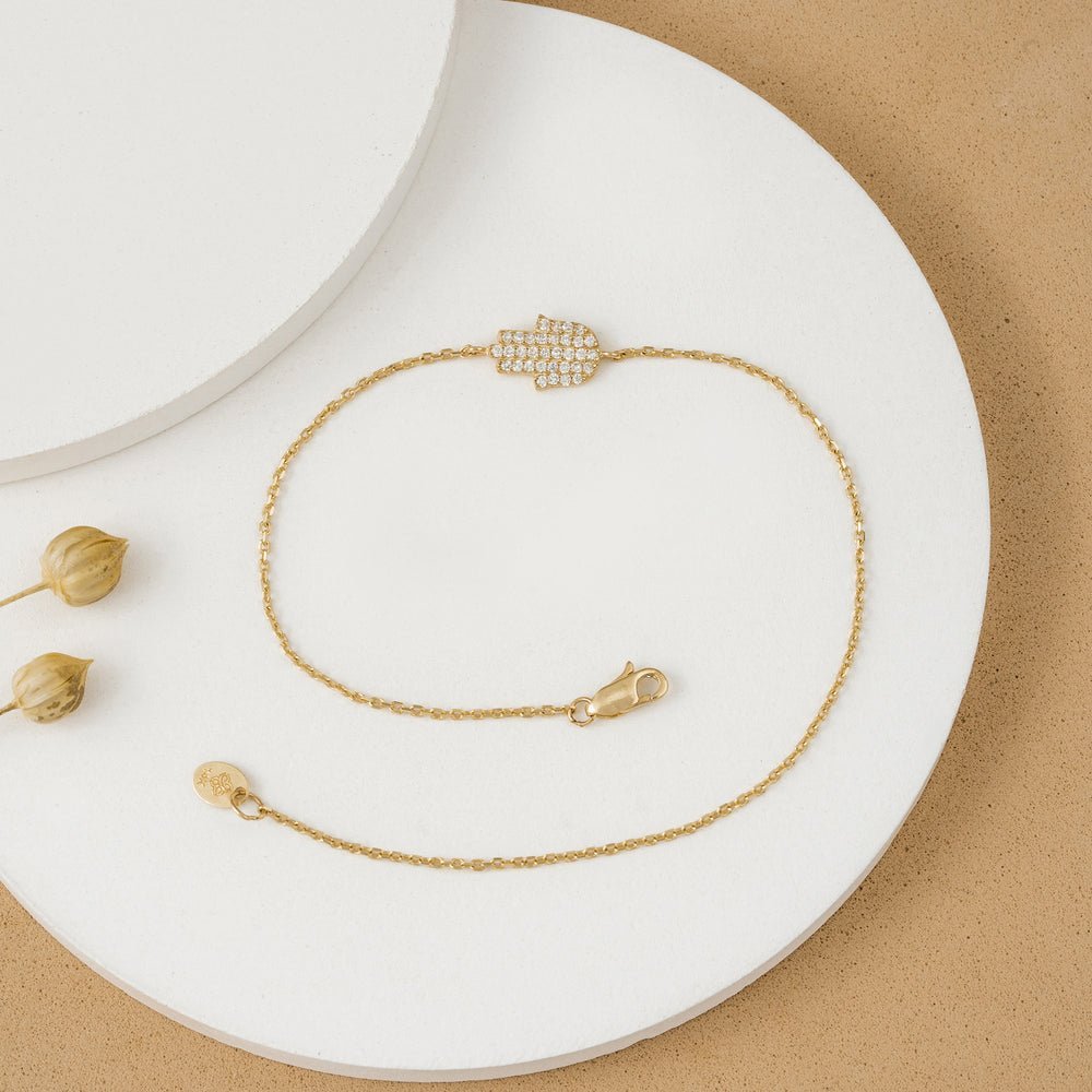 Pave Diamond Hamsa Hand Bracelet