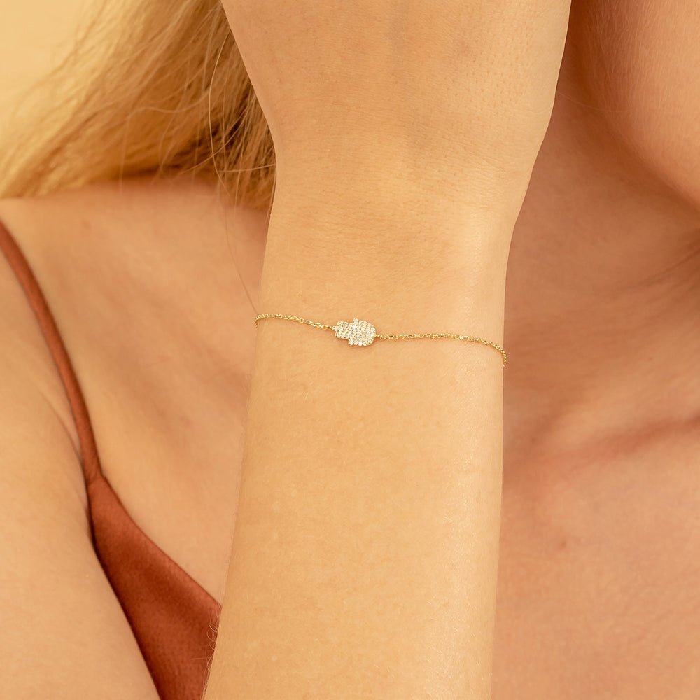 Pave Diamond Hamsa Hand Bracelet
