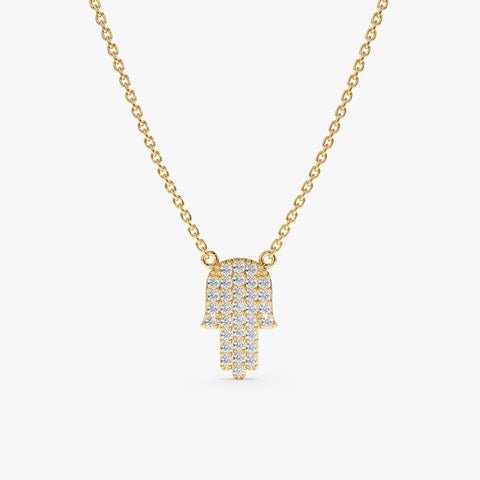 Paved Natural Diamond Hamsa Hand Necklace