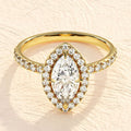 Pear Cut Halo Ring 4ct Lab Grown Diamond Engagement Ring