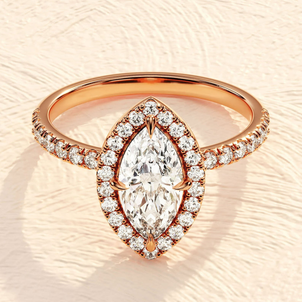 Pear Cut Halo Ring 4ct Lab Grown Diamond Engagement Ring