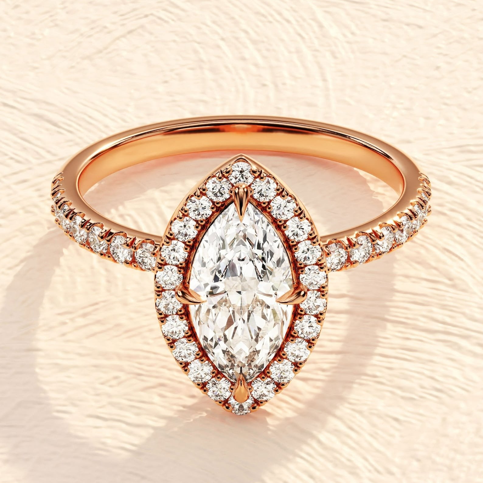 Pear Cut Halo Ring 4ct Lab Grown Diamond Engagement Ring