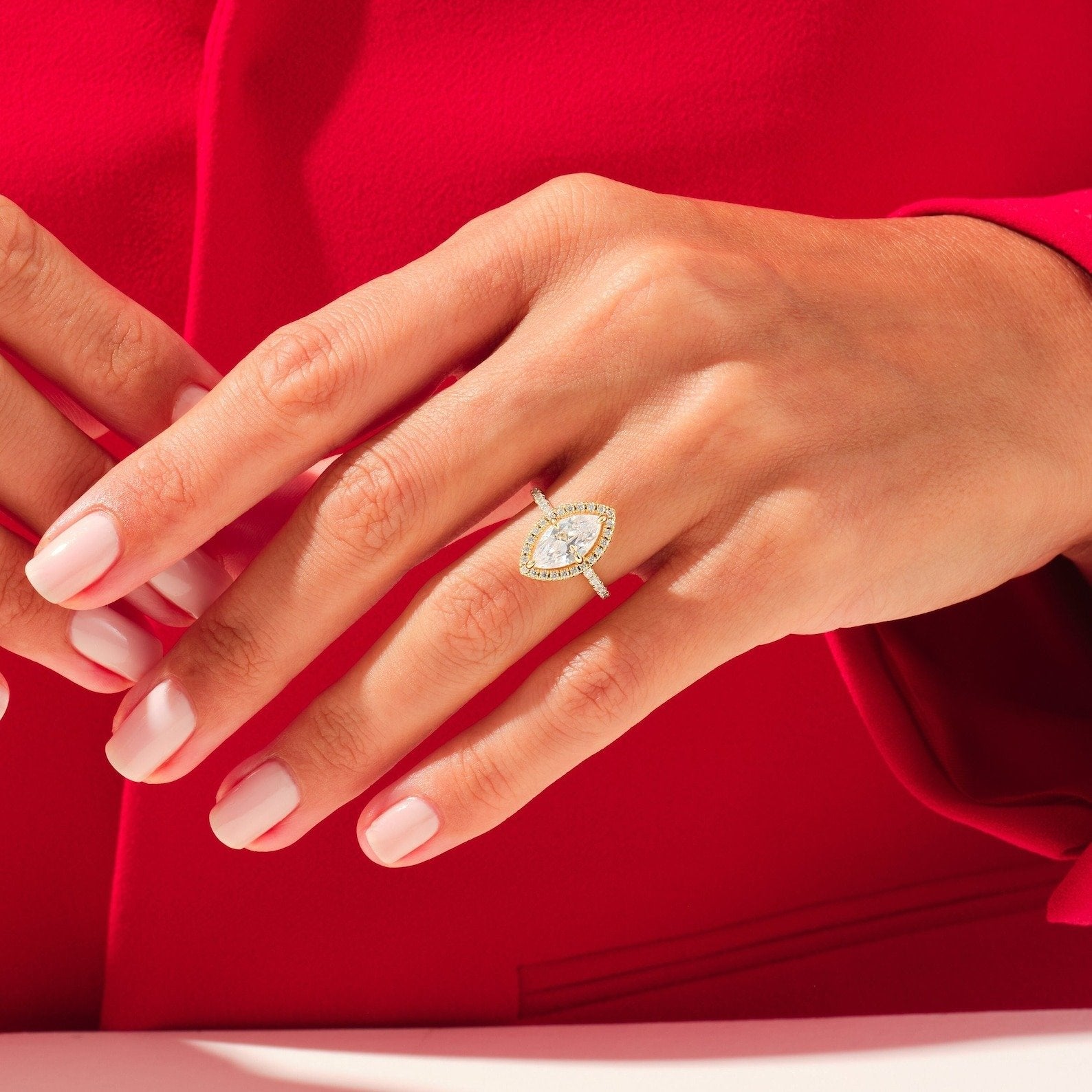 Pear Cut Halo Ring 4ct Lab Grown Diamond Engagement Ring