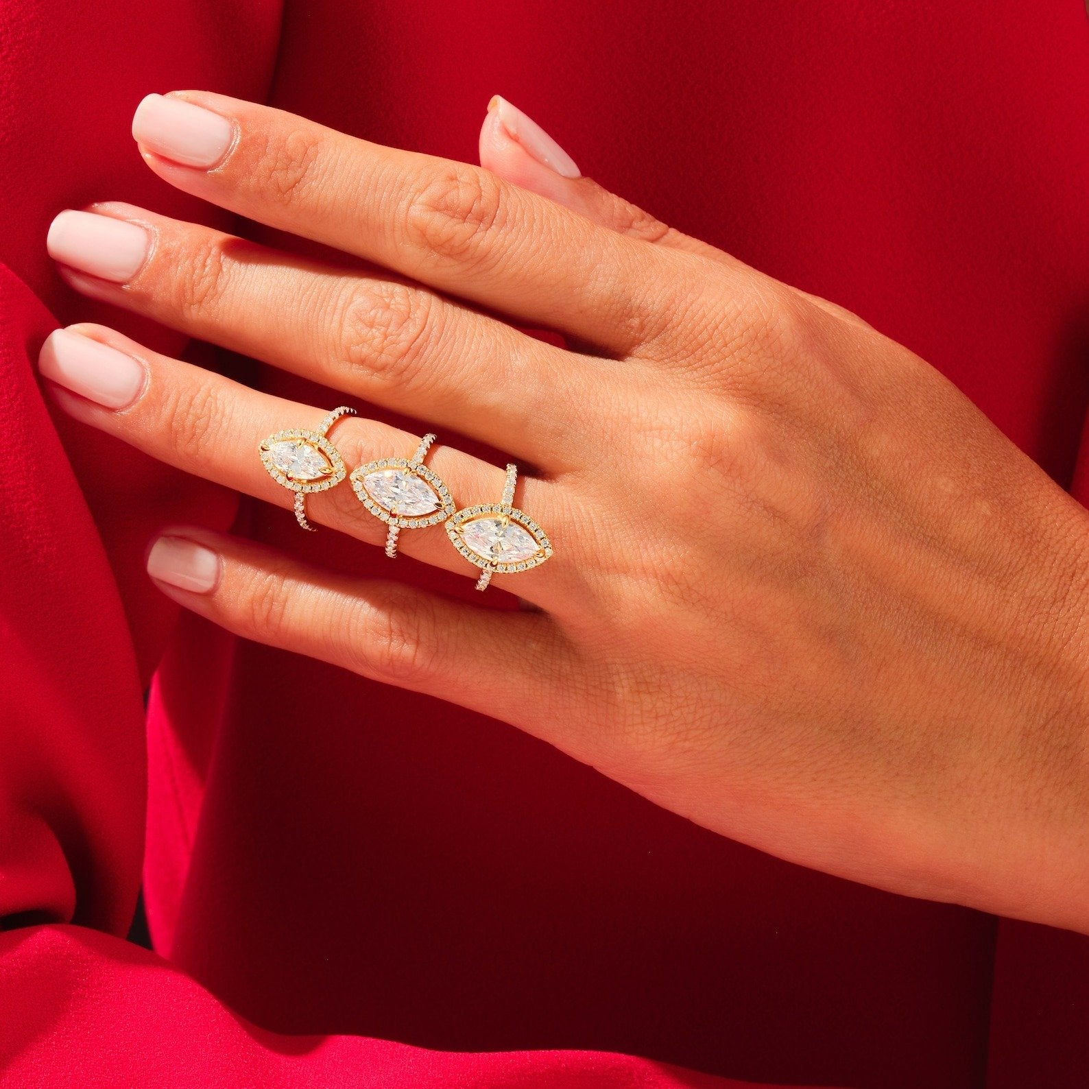Pear Cut Halo Ring 4ct Lab Grown Diamond Engagement Ring