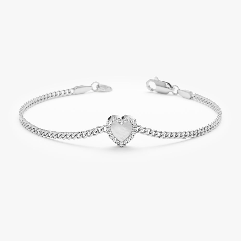 Pearl Heart Cuban Chain Bracelet