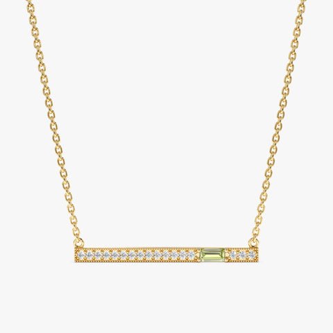 Peridot Natural Diamond Bar Necklace