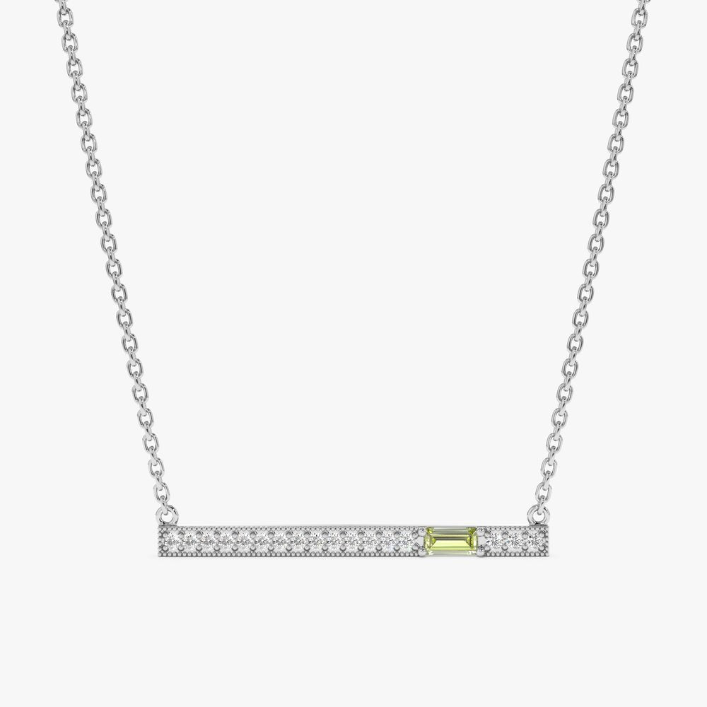 Peridot Natural Diamond Bar Necklace