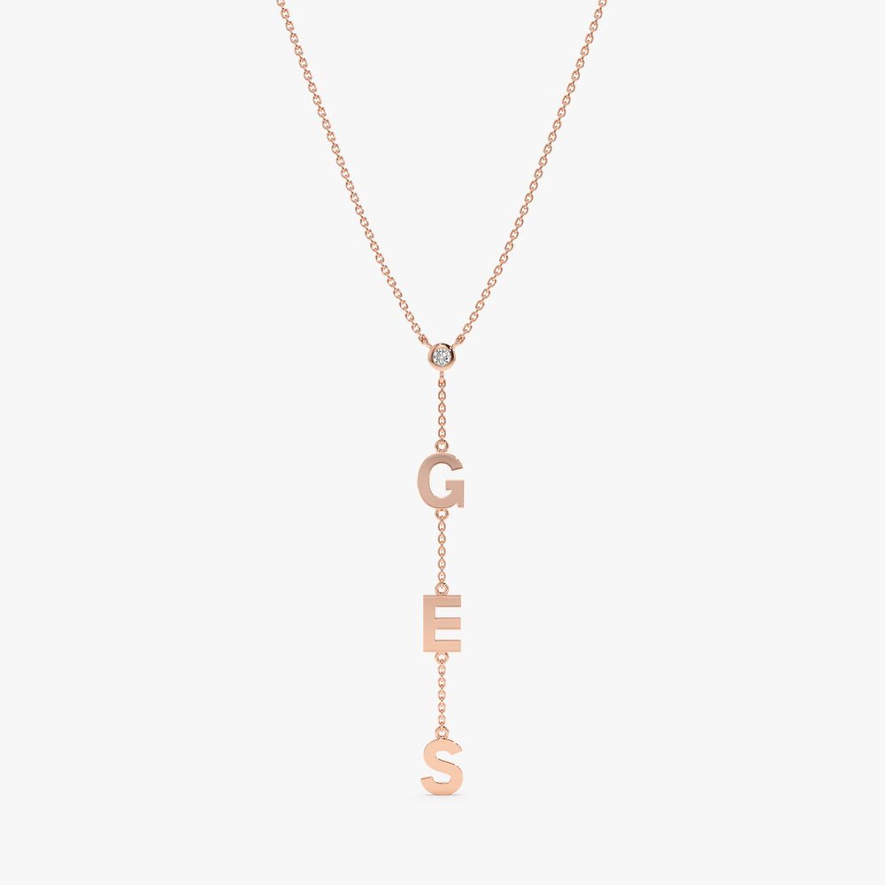 Personalized Single Diamond Lariat Necklace